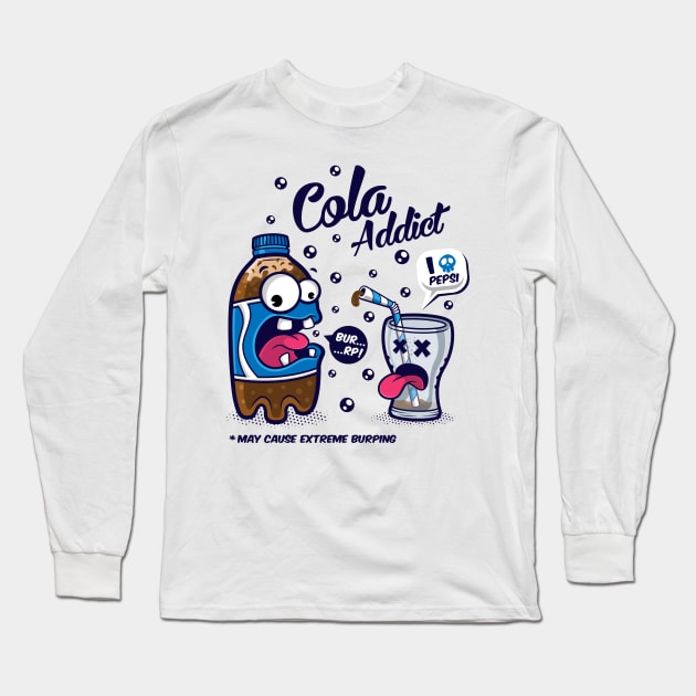 Blue Cola Addict Long Sleeve T-Shirt by Squinked